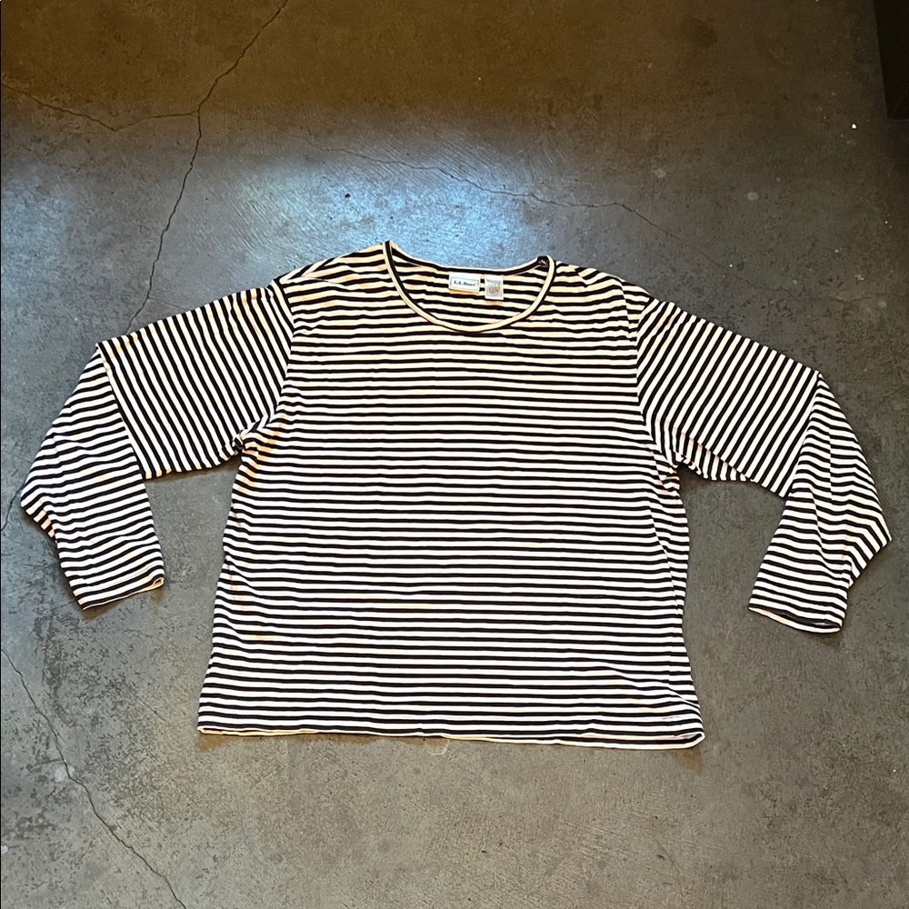L.L. Bean Black & White Striped Long-Sleeve Tee